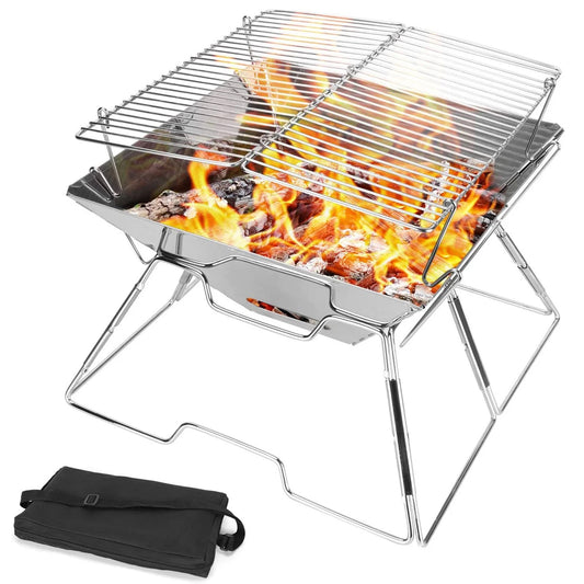 portable stainless camping grill bonfire pit