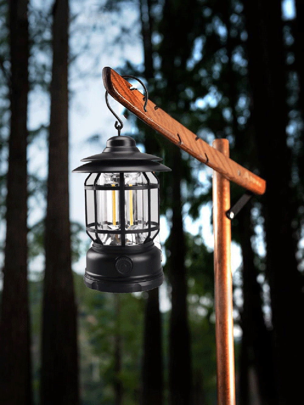 ￼Mini Vintage Metal Hanging Lantern Warm Light Led Camp Lantern Rechargeable for outdoor