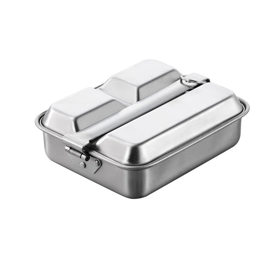 square "stainless steel" three compartment lunch box