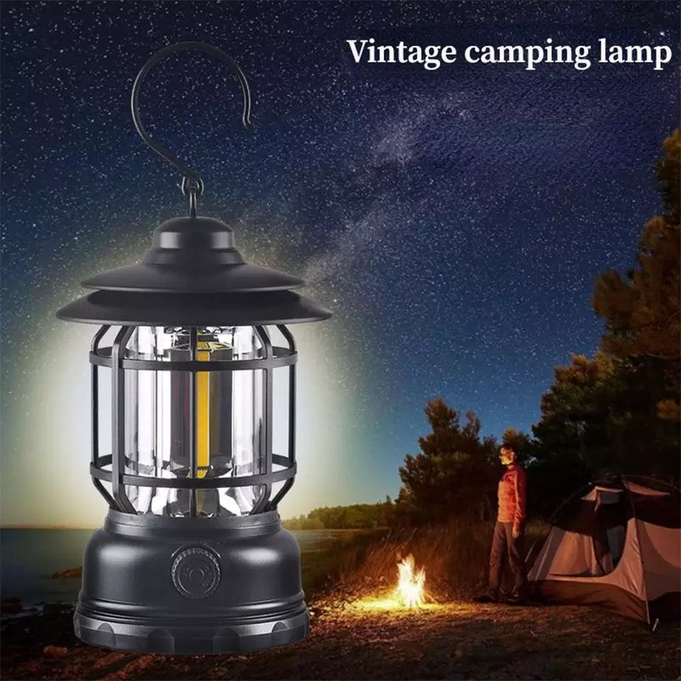 ￼Mini Vintage Metal Hanging Lantern Warm Light Led Camp Lantern Rechargeable for outdoor