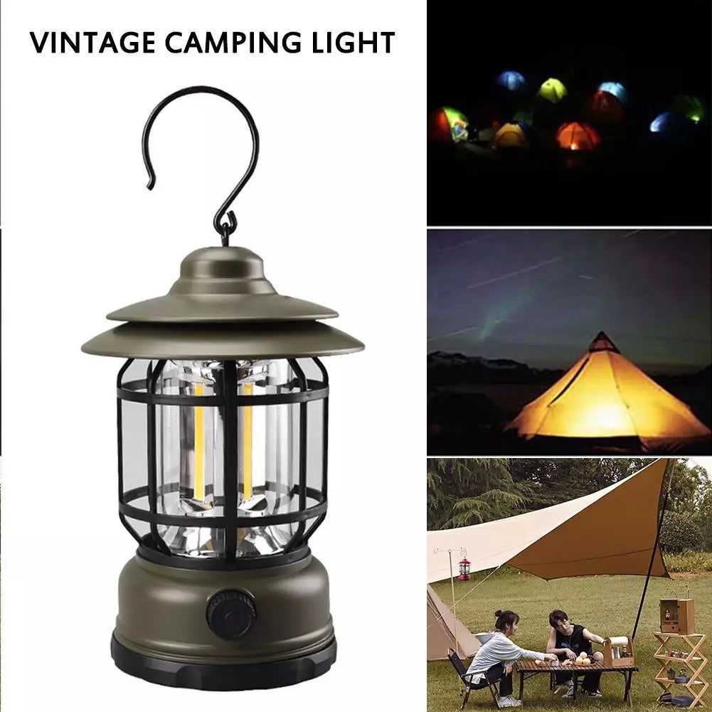 ￼Mini Vintage Metal Hanging Lantern Warm Light Led Camp Lantern Rechargeable for outdoor