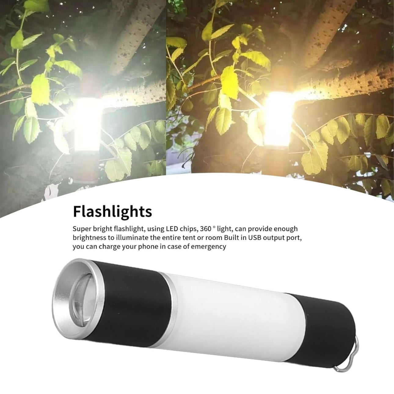 ￼Rechargeable camping light lantern flashlight 6-modes 2600mah battery capacity