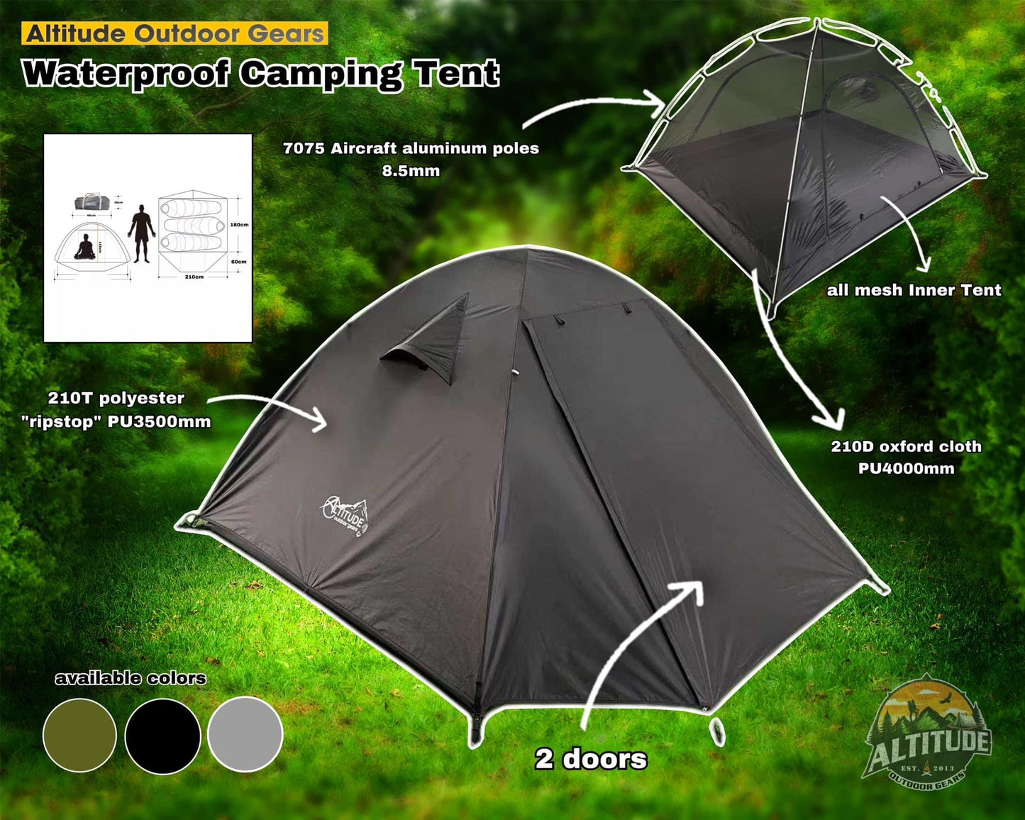 Altitude 3-person waterproof Camping tent