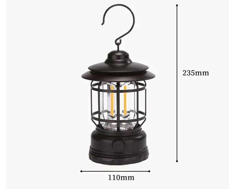 ￼Mini Vintage Metal Hanging Lantern Warm Light Led Camp Lantern Rechargeable for outdoor