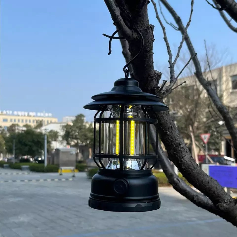 ￼Mini Vintage Metal Hanging Lantern Warm Light Led Camp Lantern Rechargeable for outdoor