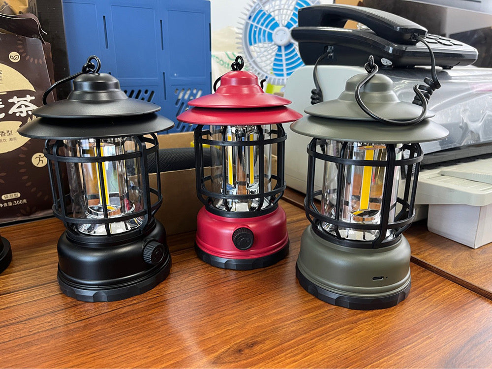 ￼Mini Vintage Metal Hanging Lantern Warm Light Led Camp Lantern Rechargeable for outdoor