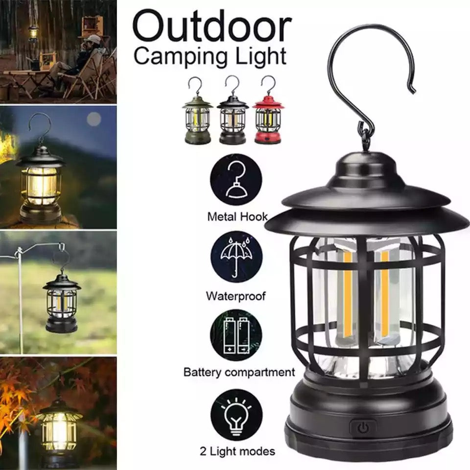 ￼Mini Vintage Metal Hanging Lantern Warm Light Led Camp Lantern Rechargeable for outdoor