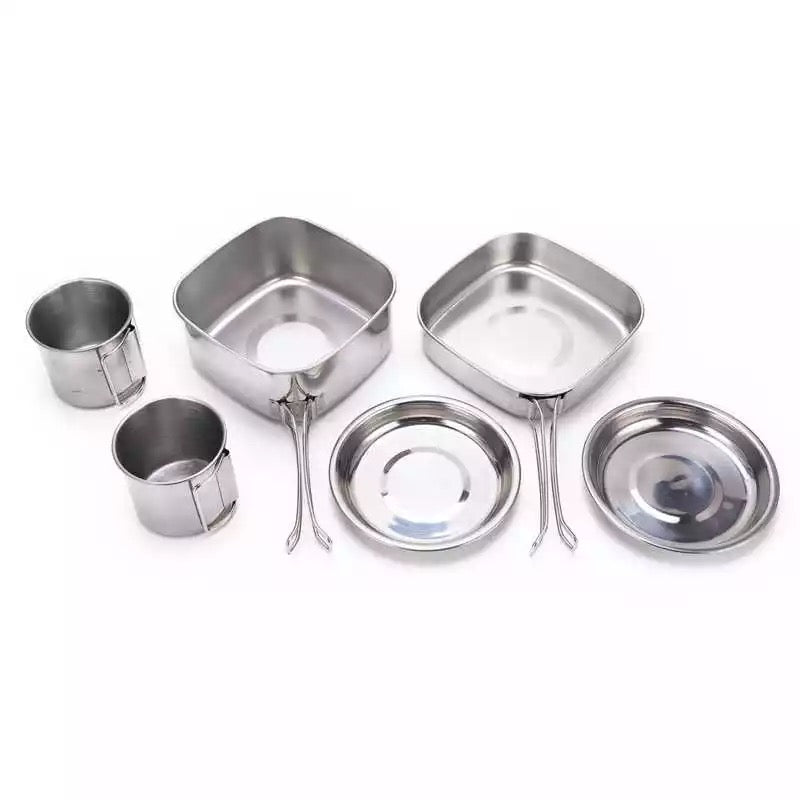 camelwill 6 pcs portable stainless camping cookset