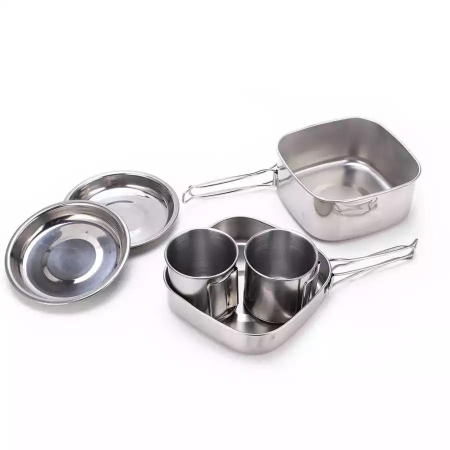 camelwill 6 pcs portable stainless camping cookset