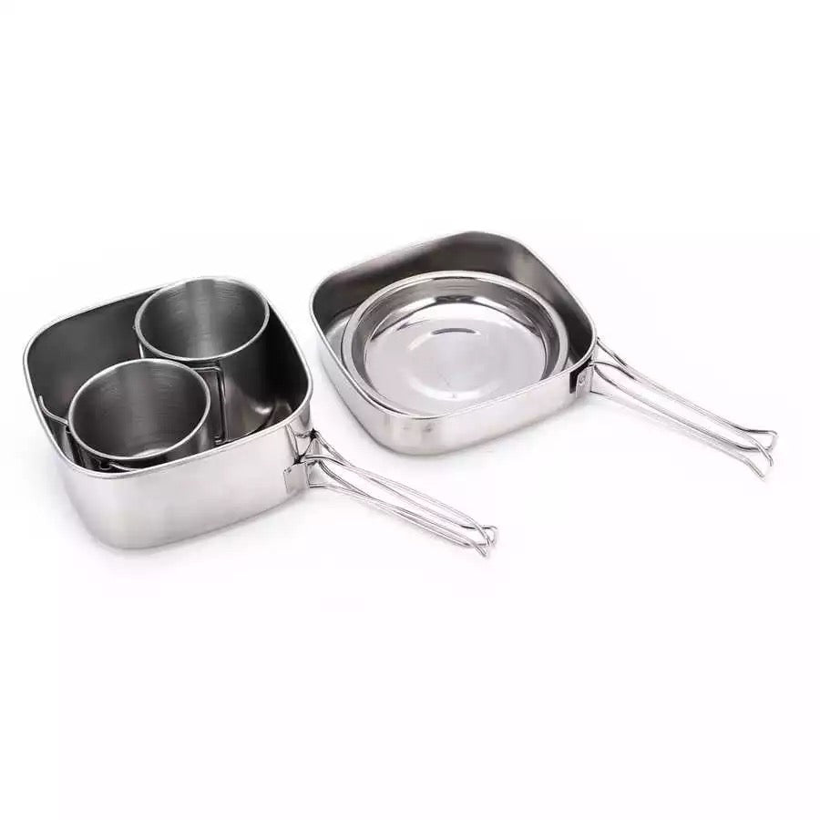 camelwill 6 pcs portable stainless camping cookset