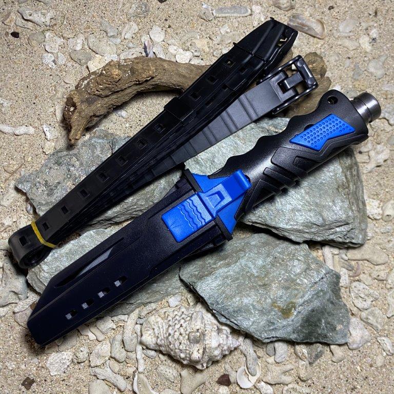 Diver's knife with sheath and leg straps -Blue