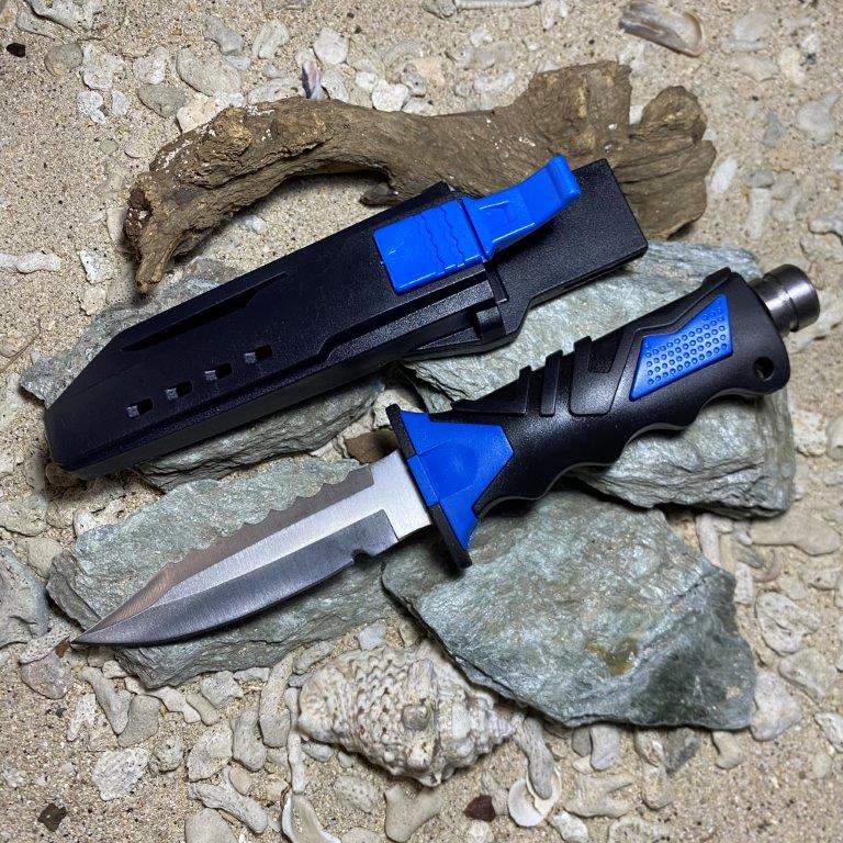 Diver's knife with sheath and leg straps -Blue