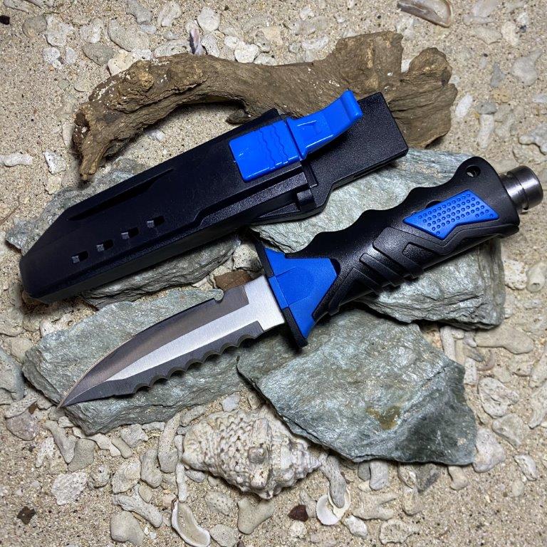 Diver's knife with sheath and leg straps -Blue