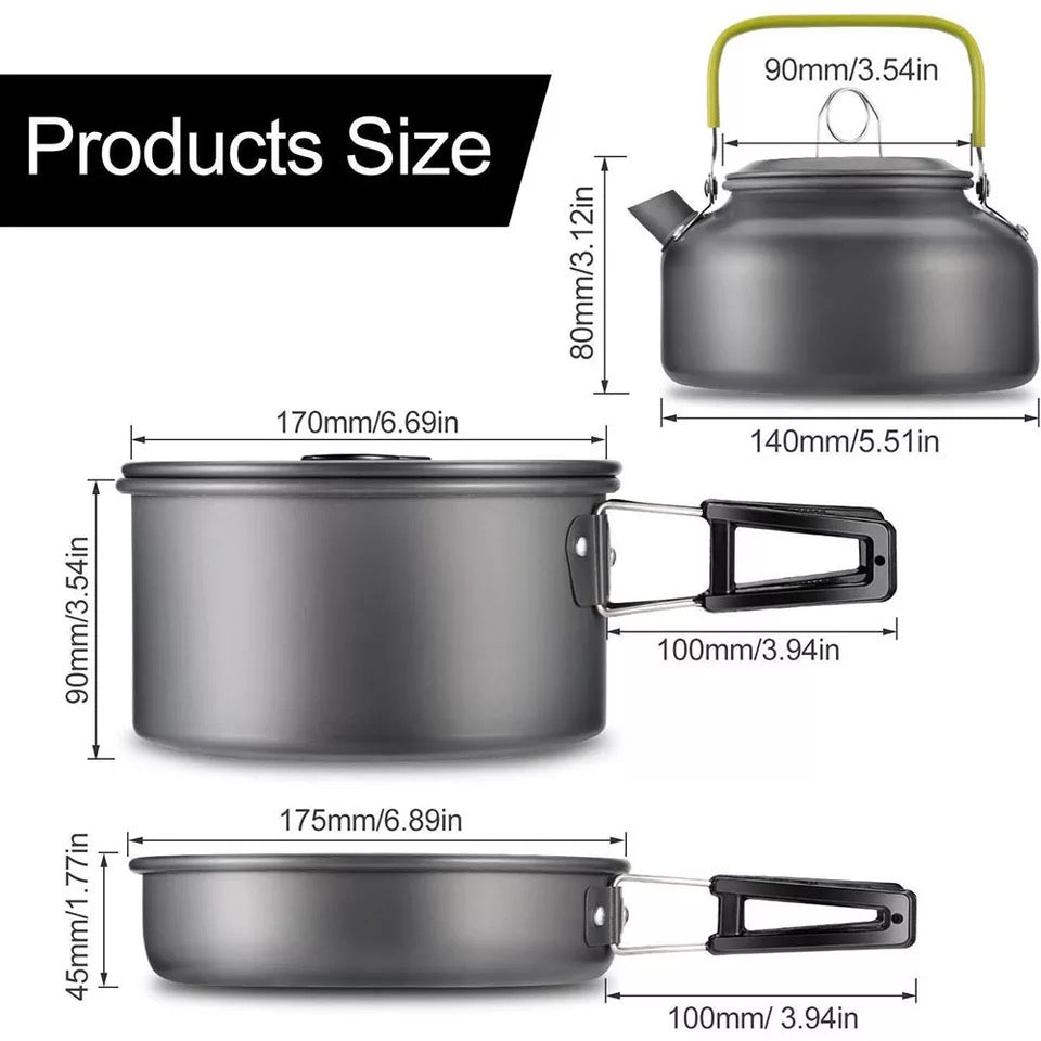 DS308 3 person aluminum camping cookset