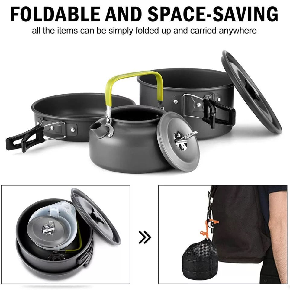 DS308 3 person aluminum camping cookset