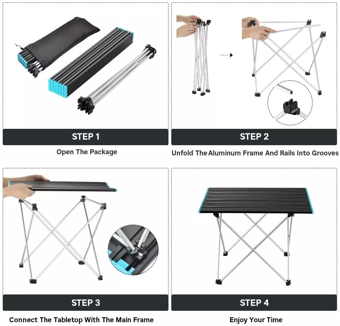 portable aluminum camping table