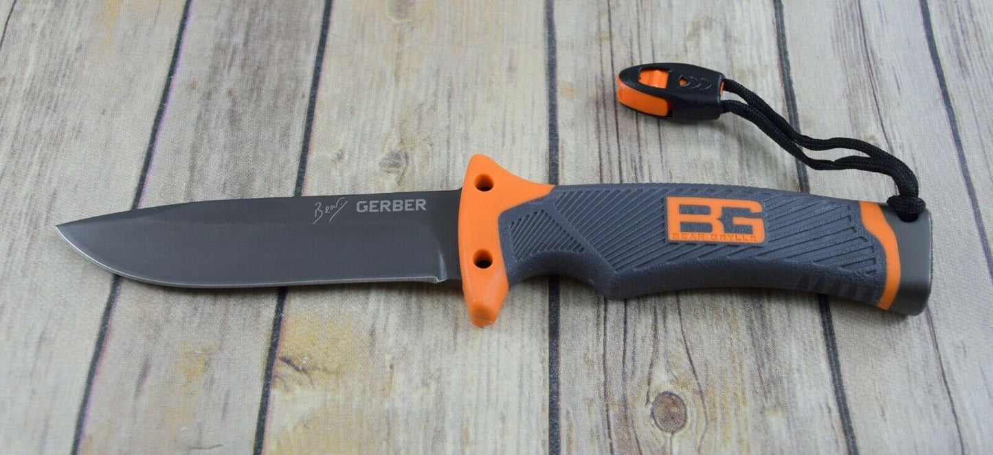 GERBER ULTIMATE FIXED BLADE KNIFE WITH SHEATH WHISTLE FIRE STARTER SHARPENER